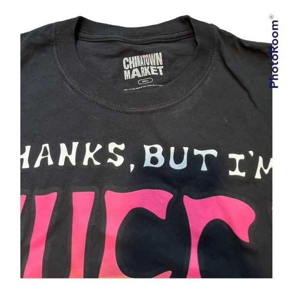 Market (aka Chinatown Market) "Thanks But I'm Goochi" Black T-Shirt, Size Small - Picture 2 of 2